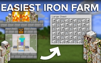 Minecraft Easiest 1 Zombie 3 Villager Iron Farm - 220 Per Hour