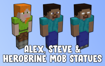 Alex, Steve & Herobrine Mob Statues