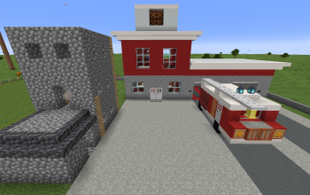 Building the Best Minecraft Fire Station and Football Pitch Complete with Flashing lights!