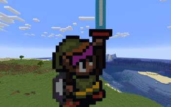 pixel art: the legend of zelda - link with a master sword