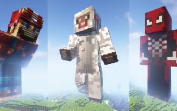 Minecraft Spiderman, Mario, Sheep Skin Statue