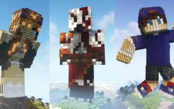 Minecraft Girl, BlueBoy, Kratos Skin Statue