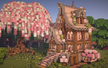 Ultimate Cherry Blossom House + Interior in Minecraft