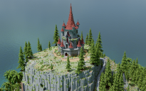 Red Medieval Castle with Interior