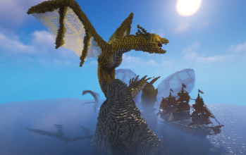 Gold dragon on a rock
