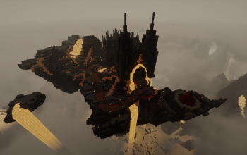 Gothic church on a floating island // base,blood fountain,inverted cross,cathedral