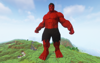 Minecraft Red Hulk Statue