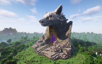 Minecraft Wolf Head Nether Portal Statue