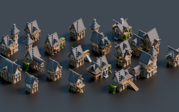 18 Medieval Houses Collection Fast