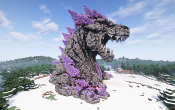 Minecraft Godzilla Head Nether Portal Statue