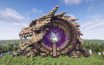 Minecraft Dragon Head Nether Portal V08 Statue