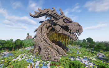 Minecraft Dragon Head Nether Portal V09 Statue