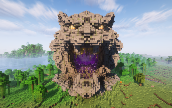 Minecraft Tiger Head Nether Portal V01 Statue