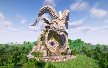 Minecraft Goat Head Nether Portal Statue