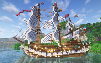 Burned Minecraft Medieval Ship 1