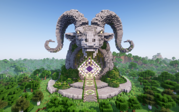 Minecraft Goat Head Nether Portal Statue V02