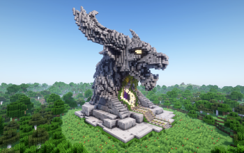 Minecraft Dragon Head Nether Portal Statue V25