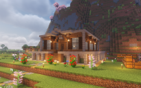 🟫 Modern Spruce & Stone House – Minecraft Schematic (1.20+)
