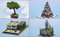 4 Builds: Modern House, Viking & Fantasy Castle, Big Bonsai