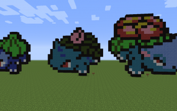 Bulbasaur, Ivysaur and Venusaur Pixel Art