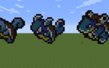 Squirtle, Wartortle, and Blastoise Pixel Art