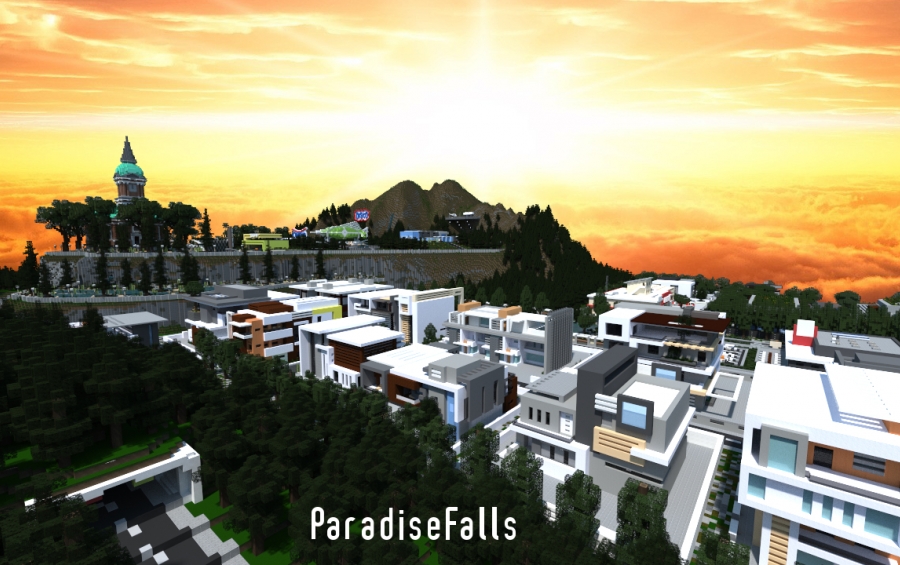 Paradise Falls : r/Minecraft