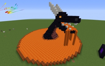 Obsidian Dragon with lava