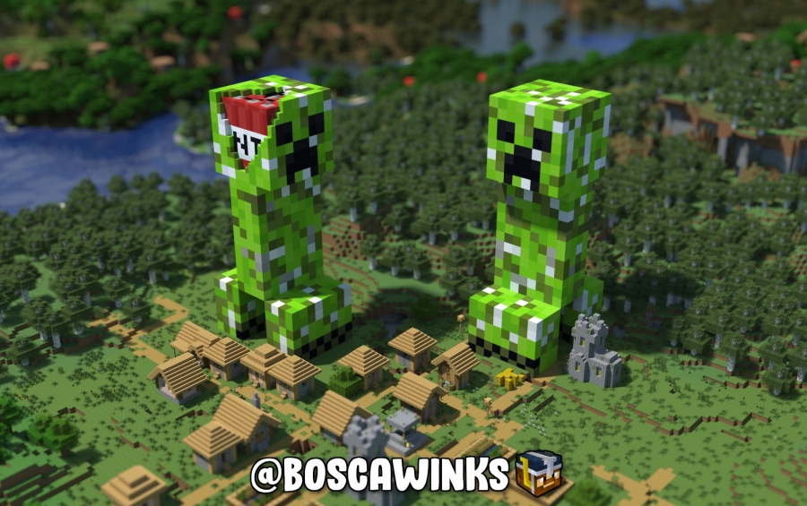 Creeper Statue - Blueprints for MineCraft Houses, Castles, Towers, and more