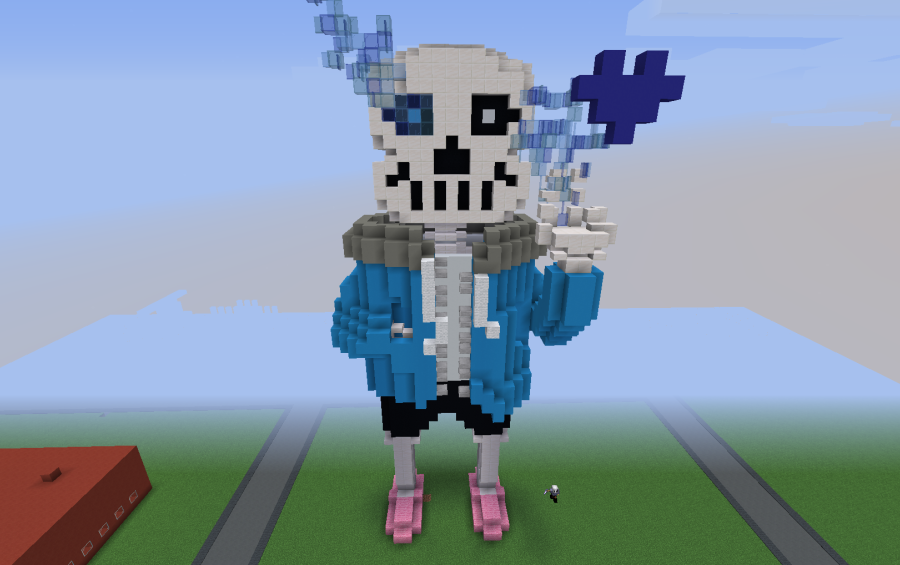 How to build SANS pixel art in Minecraft
